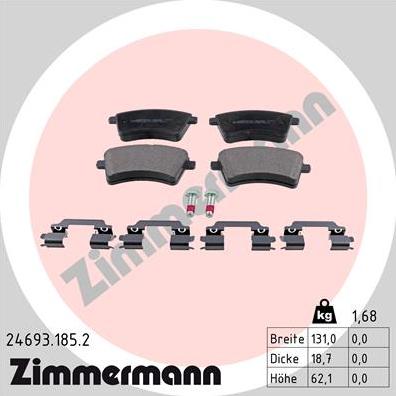 Zimmermann 24693.185.2 - Тормозные колодки, дисковые, комплект unicars.by