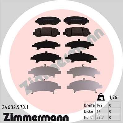 Zimmermann 24632.970.1 - Тормозные колодки, дисковые, комплект unicars.by