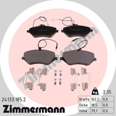 Zimmermann 24133.185.2 - Тормозные колодки, дисковые, комплект unicars.by