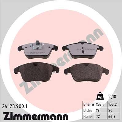 Zimmermann 24123.900.1 - Тормозные колодки, дисковые, комплект unicars.by