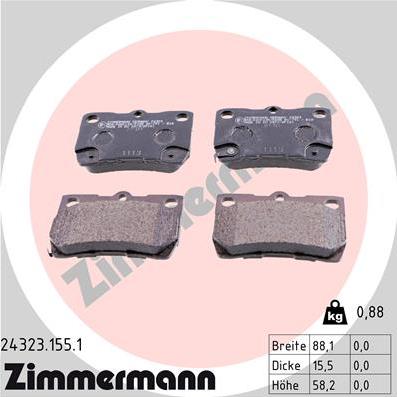 Zimmermann 24323.155.1 - Тормозные колодки, дисковые, комплект unicars.by