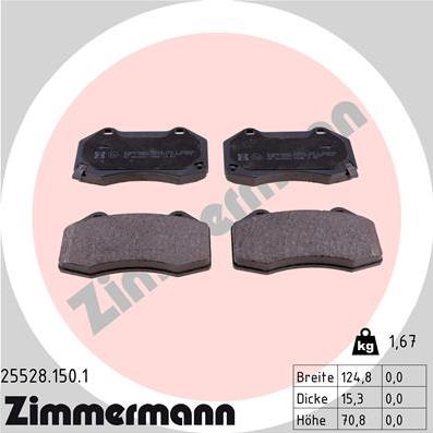 Zimmermann 25528.150.1 - Тормозные колодки, дисковые, комплект unicars.by