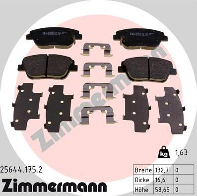 Zimmermann 25644.175.2 - Тормозные колодки, дисковые, комплект unicars.by