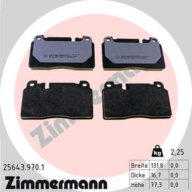 Zimmermann 25643.970.1 - Тормозные колодки, дисковые, комплект unicars.by