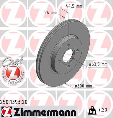 Zimmermann 250.1393.20 - Тормозной диск unicars.by