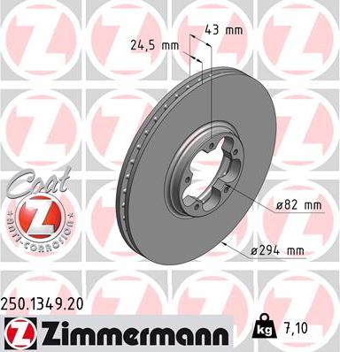 Zimmermann 250.1349.20 - Тормозной диск unicars.by