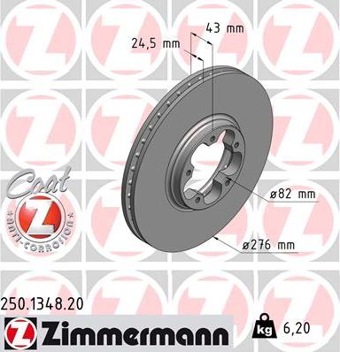 Zimmermann 250.1348.20 - Тормозной диск unicars.by