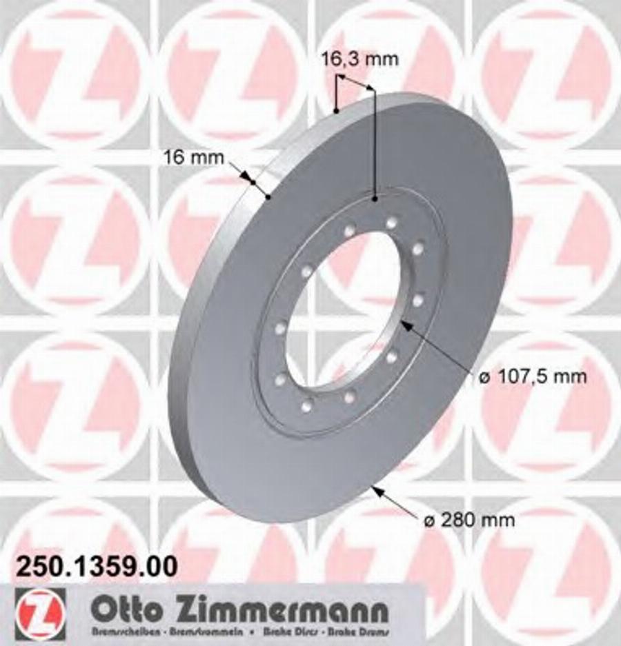 Zimmermann 250.1359.00 - Тормозной диск unicars.by