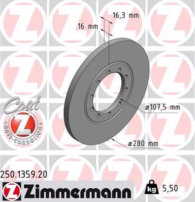 Zimmermann 250.1359.20 - Тормозной диск unicars.by