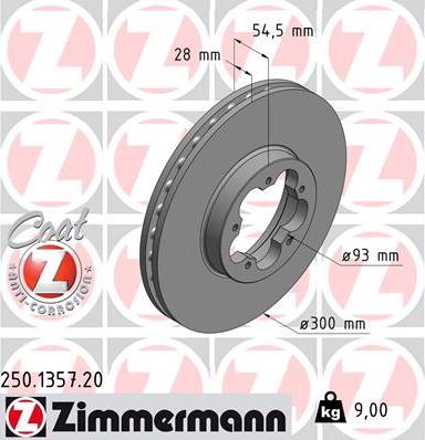 Zimmermann 250.1357.20 - Тормозной диск unicars.by