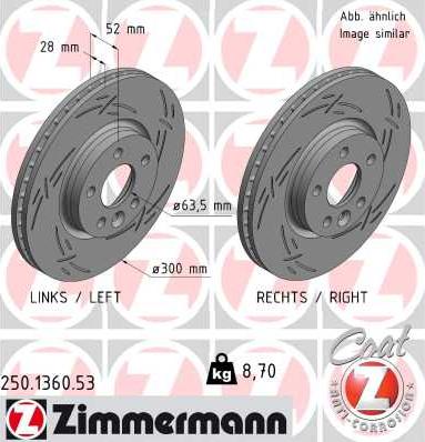 Zimmermann 250.1360.53 - Тормозной диск unicars.by