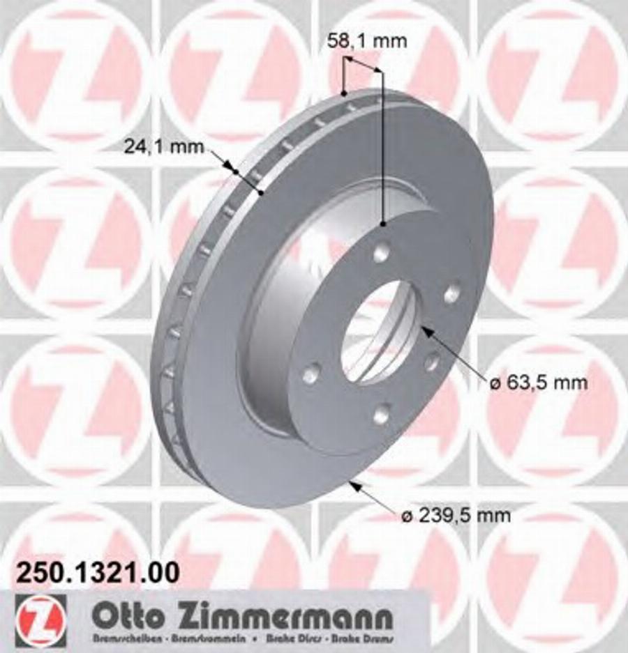 Zimmermann 250.1321.00 - Тормозной диск unicars.by