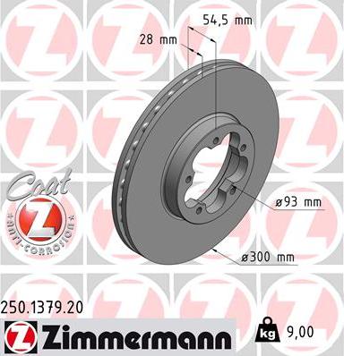 Zimmermann 250.1379.20 - Тормозной диск unicars.by