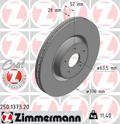 Zimmermann 250.1373.20 - Тормозной диск unicars.by