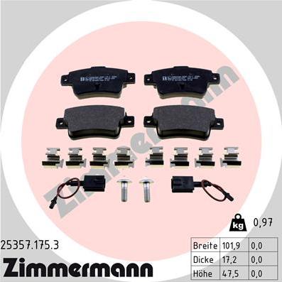 Zimmermann 25357.175.3 - Тормозные колодки, дисковые, комплект unicars.by