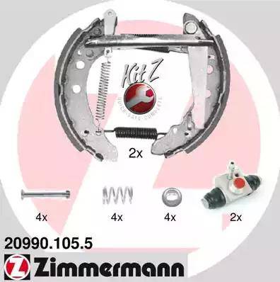 Zimmermann 20990.105.5 - Комплект тормозных колодок, барабанные unicars.by