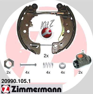 Zimmermann 20990.105.1 - Комплект тормозных колодок, барабанные unicars.by