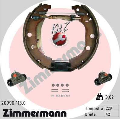 Zimmermann 20990.113.0 - Комплект тормозных колодок, барабанные unicars.by