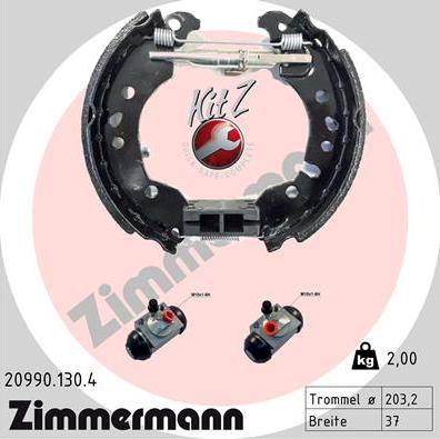 Zimmermann 20990.130.4 - Комплект тормозных колодок, барабанные unicars.by