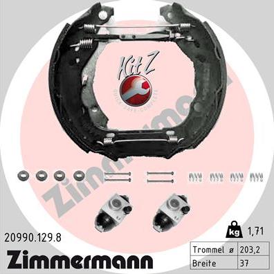 Zimmermann 20990.129.8 - Комплект тормозных колодок, барабанные unicars.by