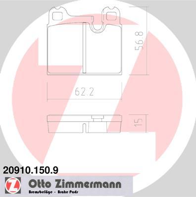 Zimmermann 20910.150.9 - Тормозные колодки, дисковые, комплект unicars.by