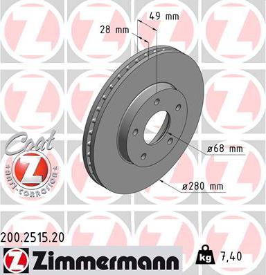 Zimmermann 200.2515.20 - Тормозной диск unicars.by