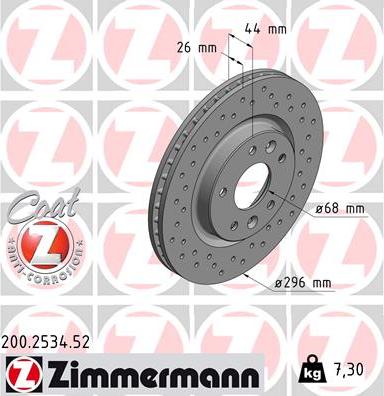 Zimmermann 200.2534.52 - Тормозной диск unicars.by