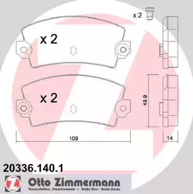 Zimmermann 20336.140.1 - Тормозные колодки, дисковые, комплект unicars.by