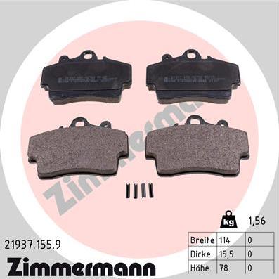 Zimmermann 21937.155.9 - Тормозные колодки, дисковые, комплект unicars.by