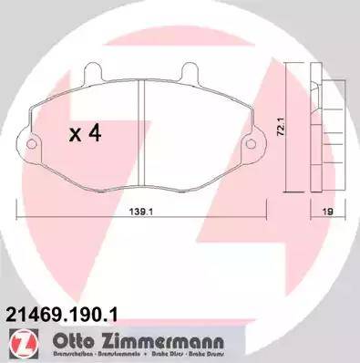 Zimmermann 21469.190.1 - Тормозные колодки, дисковые, комплект unicars.by