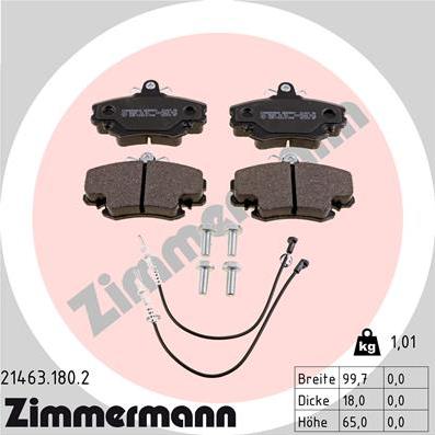 Zimmermann 21463.180.2 - Тормозные колодки, дисковые, комплект unicars.by