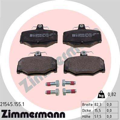 Zimmermann 21545.155.1 - Тормозные колодки, дисковые, комплект unicars.by