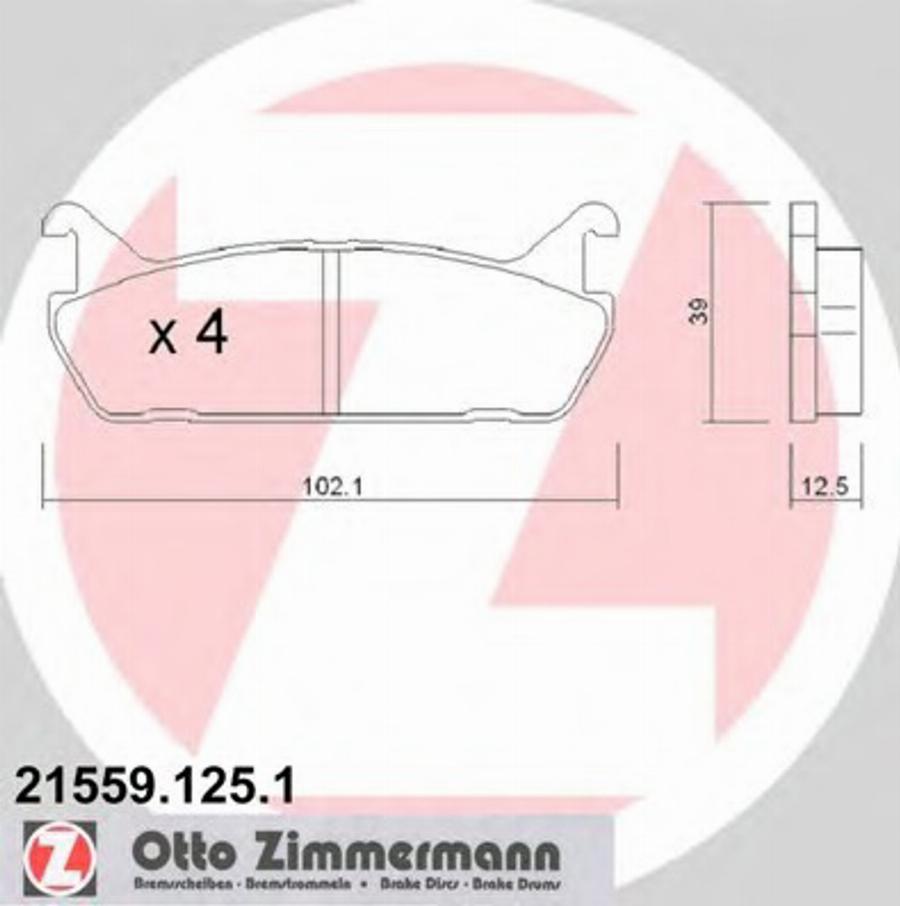 Zimmermann 215591251 - Тормозные колодки, дисковые, комплект unicars.by