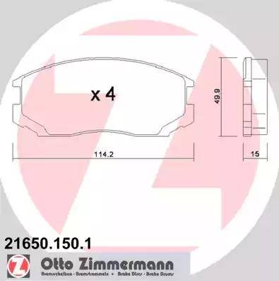 Zimmermann 21650.150.1 - Тормозные колодки, дисковые, комплект unicars.by