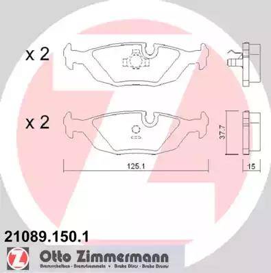 Zimmermann 21089.150.1 - Тормозные колодки, дисковые, комплект unicars.by