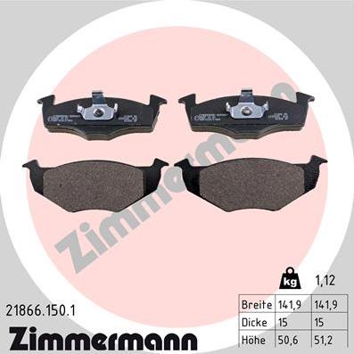 Zimmermann 21866.150.1 - Тормозные колодки, дисковые, комплект unicars.by