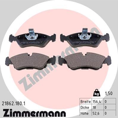 Zimmermann 21862.180.1 - Тормозные колодки, дисковые, комплект unicars.by