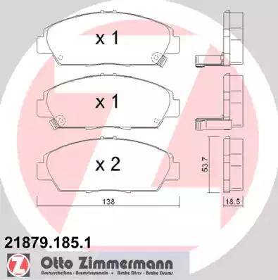 Zimmermann 21879.185.1 - Тормозные колодки, дисковые, комплект unicars.by