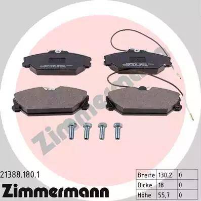 Zimmermann 21388.180.1 - Тормозные колодки, дисковые, комплект unicars.by