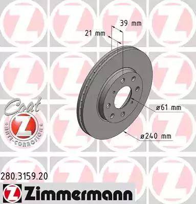 Zimmermann 280.3159.20 - Тормозной диск unicars.by