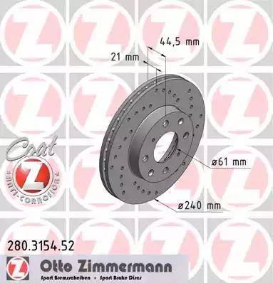 Zimmermann 280.3154.52 - Тормозной диск unicars.by