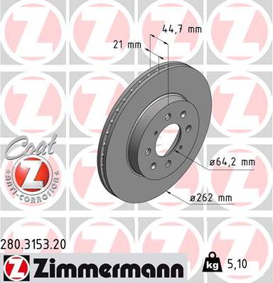 Zimmermann 280.3153.20 - Тормозной диск unicars.by