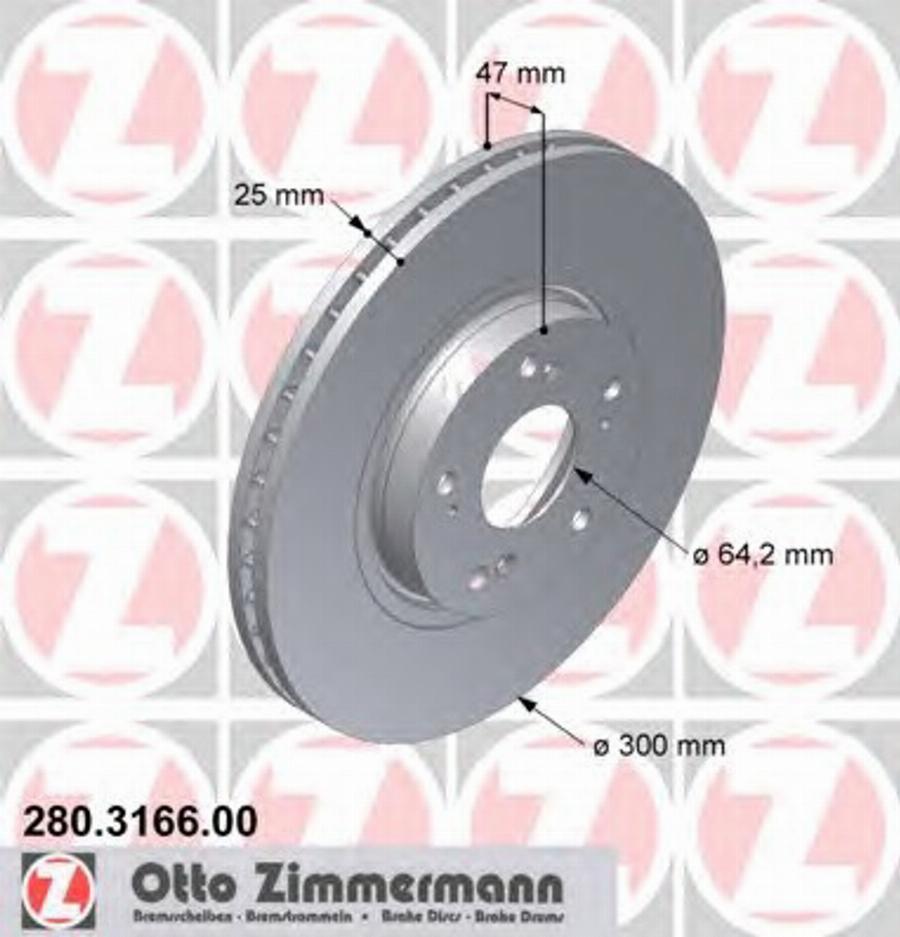 Zimmermann 280.3166.00 - Тормозной диск unicars.by