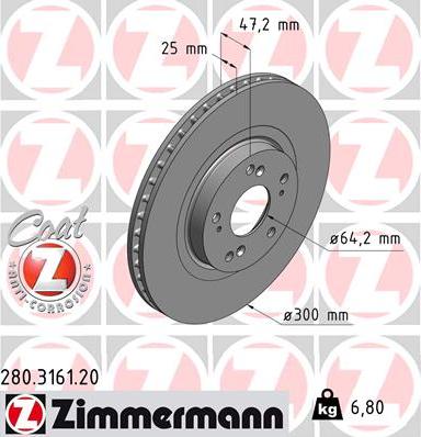 Zimmermann 280.3161.20 - Тормозной диск unicars.by