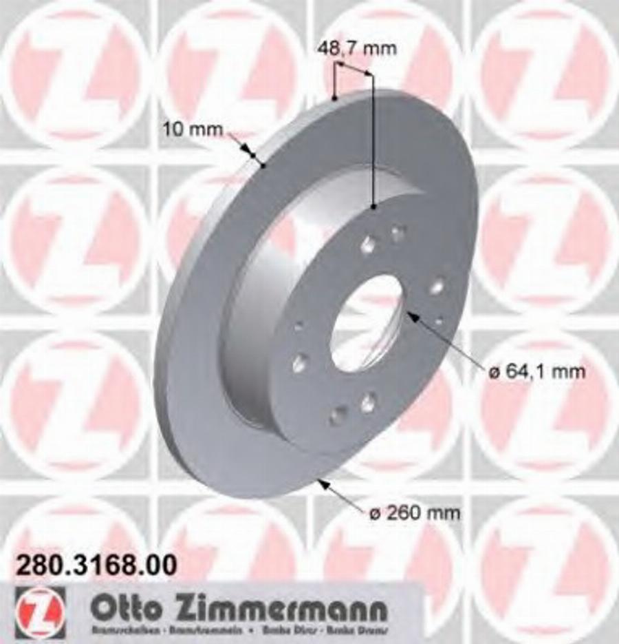 Zimmermann 280.3168.00 - Тормозной диск unicars.by