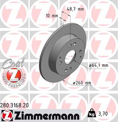 Zimmermann 280.3168.20 - Тормозной диск unicars.by