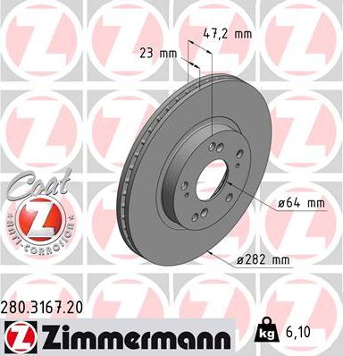 Zimmermann 280.3167.20 - Тормозной диск unicars.by