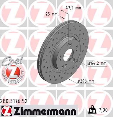 Zimmermann 280.3176.52 - Тормозной диск unicars.by