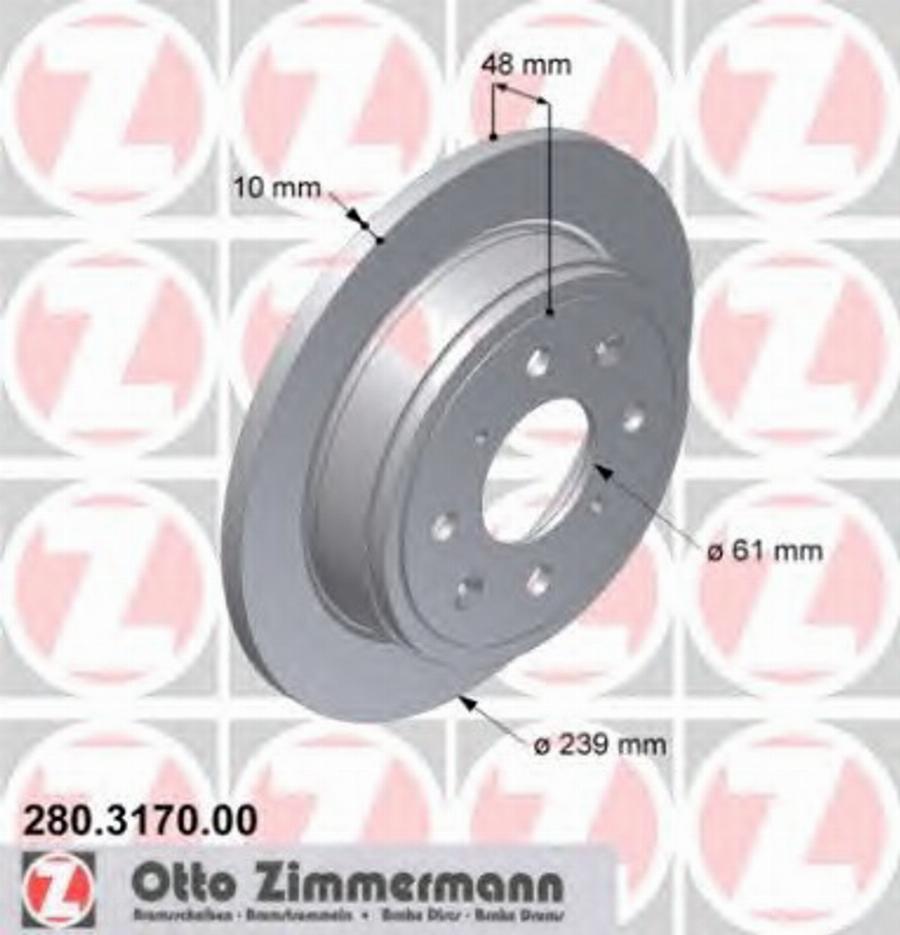 Zimmermann 280.3170.00 - Тормозной диск unicars.by