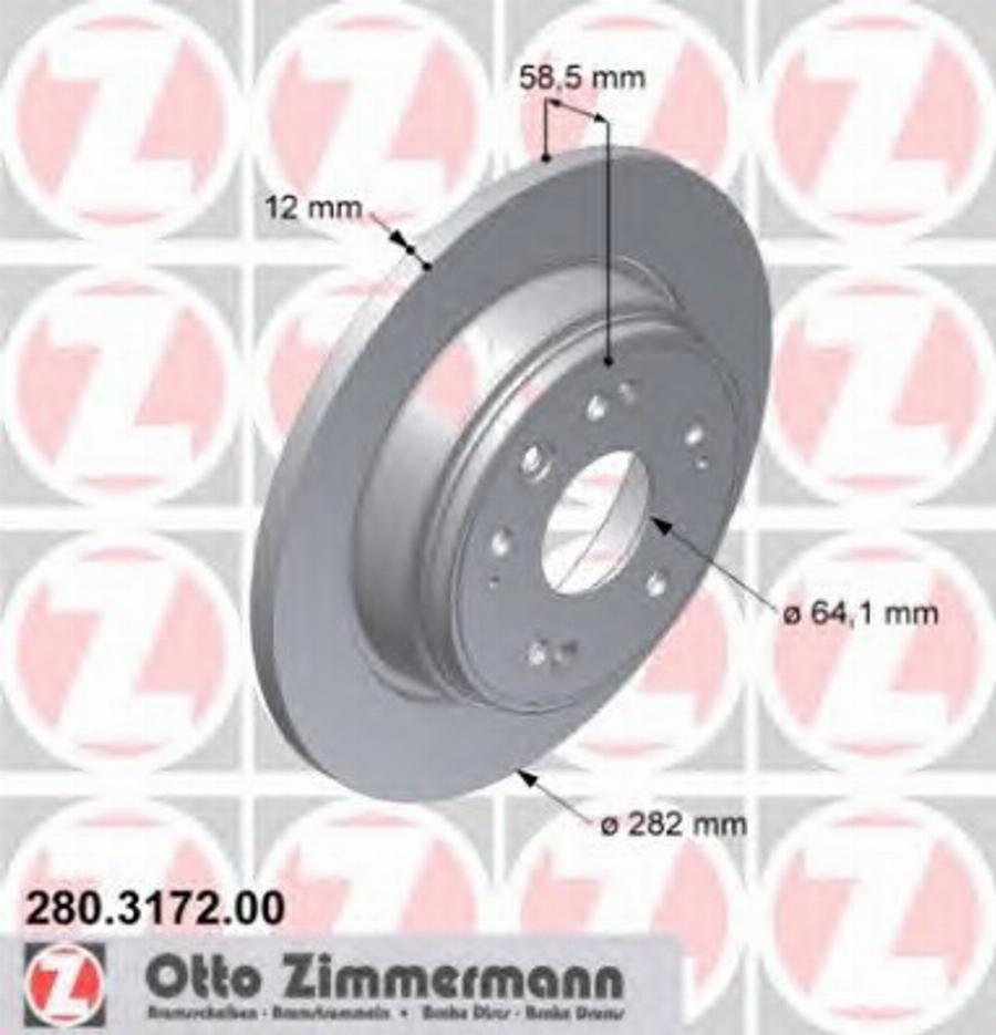 Zimmermann 280.3172.00 - Тормозной диск unicars.by